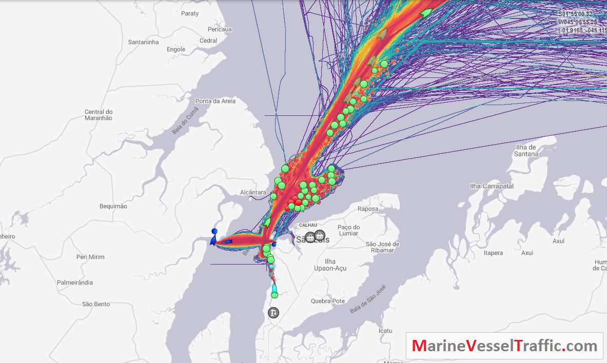 Live Marine Traffic, Density Map and Current Position of ships in SAO MARCOS BAY